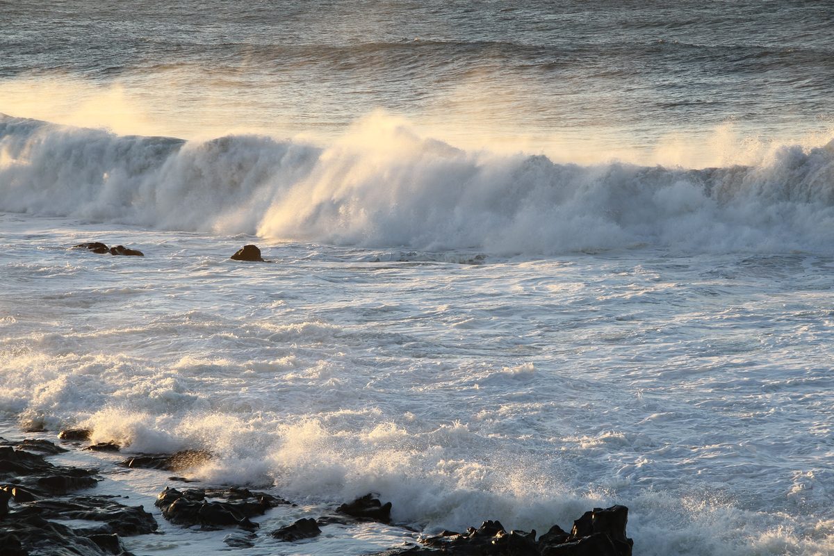 Waves breaking over the rocks at Ballito on the Dolphin Coast